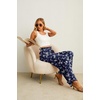 image:imageIWOLLENCE Women High Waist Palazzo Pants Adjustable Knot Ankle Wide Leg Trousers Pockets Beach Vacation Lounge Office28 Navy Flower
