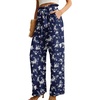 image:imageIWOLLENCE Women High Waist Palazzo Pants Adjustable Knot Ankle Wide Leg Trousers Pockets Beach Vacation Lounge Office28 Navy Flower