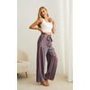 image:imageIWOLLENCE Women High Waist Palazzo Pants Adjustable Knot Ankle Wide Leg Trousers Pockets Beach Vacation Lounge Office29 Bohemia Rhomboid