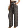 image:imageIWOLLENCE Women High Waist Palazzo Pants Adjustable Knot Ankle Wide Leg Trousers Pockets Beach Vacation Lounge Office31 Black Khaki Stripe