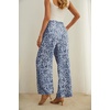 image:imageIWOLLENCE Women High Waist Palazzo Pants Adjustable Knot Ankle Wide Leg Trousers Pockets Beach Vacation Lounge Office31 Blue White Flower