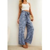 image:imageIWOLLENCE Women High Waist Palazzo Pants Adjustable Knot Ankle Wide Leg Trousers Pockets Beach Vacation Lounge Office31 Blue White Flower