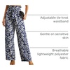 image:imageIWOLLENCE Women High Waist Palazzo Pants Adjustable Knot Ankle Wide Leg Trousers Pockets Beach Vacation Lounge Office32 Dark Blue Palm Leaf