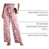 image:imageIWOLLENCE Women High Waist Palazzo Pants Adjustable Knot Ankle Wide Leg Trousers Pockets Beach Vacation Lounge Office32 Pink Fan Flower