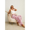 image:imageIWOLLENCE Women High Waist Palazzo Pants Adjustable Knot Ankle Wide Leg Trousers Pockets Beach Vacation Lounge Office32 Pink Fan Flower