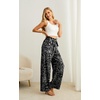 image:imageIWOLLENCE Women High Waist Palazzo Pants Adjustable Knot Ankle Wide Leg Trousers Pockets Beach Vacation Lounge Office33 Black Porcelain