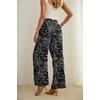 image:imageIWOLLENCE Women High Waist Palazzo Pants Adjustable Knot Ankle Wide Leg Trousers Pockets Beach Vacation Lounge Office33 Black Porcelain