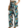 image:imageIWOLLENCE Women High Waist Palazzo Pants Adjustable Knot Ankle Wide Leg Trousers Pockets Beach Vacation Lounge Office33 Colorful Geometry 01