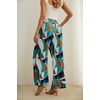 image:imageIWOLLENCE Women High Waist Palazzo Pants Adjustable Knot Ankle Wide Leg Trousers Pockets Beach Vacation Lounge Office33 Colorful Geometry 01