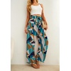 image:imageIWOLLENCE Women High Waist Palazzo Pants Adjustable Knot Ankle Wide Leg Trousers Pockets Beach Vacation Lounge Office33 Colorful Geometry 01