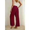 image:imageIWOLLENCE Women High Waist Palazzo Pants Adjustable Knot Ankle Wide Leg Trousers Pockets Beach Vacation Lounge Office34 Wine Red