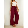 image:imageIWOLLENCE Women High Waist Palazzo Pants Adjustable Knot Ankle Wide Leg Trousers Pockets Beach Vacation Lounge Office34 Wine Red