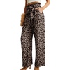 image:imageIWOLLENCE Women High Waist Palazzo Pants Adjustable Knot Ankle Wide Leg Trousers Pockets Beach Vacation Lounge Office36 Ld Dark Khaki