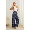 image:imageIWOLLENCE Women High Waist Palazzo Pants Adjustable Knot Ankle Wide Leg Trousers Pockets Beach Vacation Lounge Office37 Navy Blue White