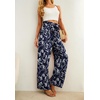 image:imageIWOLLENCE Women High Waist Palazzo Pants Adjustable Knot Ankle Wide Leg Trousers Pockets Beach Vacation Lounge Office37 Navy Blue White