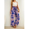 image:imageIWOLLENCE Women High Waist Palazzo Pants Adjustable Knot Ankle Wide Leg Trousers Pockets Beach Vacation Lounge Office38 Blue Pink Flower