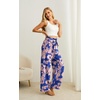 image:imageIWOLLENCE Women High Waist Palazzo Pants Adjustable Knot Ankle Wide Leg Trousers Pockets Beach Vacation Lounge Office38 Blue Pink Flower