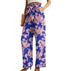 image:imageIWOLLENCE Women High Waist Palazzo Pants Adjustable Knot Ankle Wide Leg Trousers Pockets Beach Vacation Lounge Office38 Blue Pink Flower