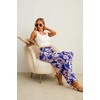 image:imageIWOLLENCE Women High Waist Palazzo Pants Adjustable Knot Ankle Wide Leg Trousers Pockets Beach Vacation Lounge Office38 Blue Pink Flower