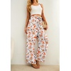 image:imageIWOLLENCE Women High Waist Palazzo Pants Adjustable Knot Ankle Wide Leg Trousers Pockets Beach Vacation Lounge Office39 White Sketch Rose
