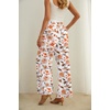 image:imageIWOLLENCE Women High Waist Palazzo Pants Adjustable Knot Ankle Wide Leg Trousers Pockets Beach Vacation Lounge Office39 White Sketch Rose