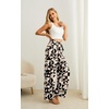 image:imageIWOLLENCE Women High Waist Palazzo Pants Adjustable Knot Ankle Wide Leg Trousers Pockets Beach Vacation Lounge Office40 Apricot Geometry