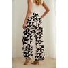 image:imageIWOLLENCE Women High Waist Palazzo Pants Adjustable Knot Ankle Wide Leg Trousers Pockets Beach Vacation Lounge Office40 Apricot Geometry
