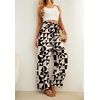 image:imageIWOLLENCE Women High Waist Palazzo Pants Adjustable Knot Ankle Wide Leg Trousers Pockets Beach Vacation Lounge Office40 Apricot Geometry