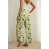image:imageIWOLLENCE Women High Waist Palazzo Pants Adjustable Knot Ankle Wide Leg Trousers Pockets Beach Vacation Lounge Office42 White Pineapple