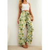 image:imageIWOLLENCE Women High Waist Palazzo Pants Adjustable Knot Ankle Wide Leg Trousers Pockets Beach Vacation Lounge Office42 White Pineapple
