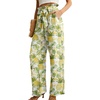 image:imageIWOLLENCE Women High Waist Palazzo Pants Adjustable Knot Ankle Wide Leg Trousers Pockets Beach Vacation Lounge Office42 White Pineapple
