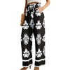 image:imageIWOLLENCE Women High Waist Palazzo Pants Adjustable Knot Ankle Wide Leg Trousers Pockets Beach Vacation Lounge Office44 Black Baroque