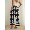 image:imageIWOLLENCE Women High Waist Palazzo Pants Adjustable Knot Ankle Wide Leg Trousers Pockets Beach Vacation Lounge Office44 Black Baroque