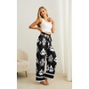 image:imageIWOLLENCE Women High Waist Palazzo Pants Adjustable Knot Ankle Wide Leg Trousers Pockets Beach Vacation Lounge Office44 Black Baroque