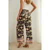 image:imageIWOLLENCE Women High Waist Palazzo Pants Adjustable Knot Ankle Wide Leg Trousers Pockets Beach Vacation Lounge Office45 Black Peony