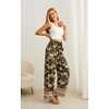 image:imageIWOLLENCE Women High Waist Palazzo Pants Adjustable Knot Ankle Wide Leg Trousers Pockets Beach Vacation Lounge Office45 Black Peony