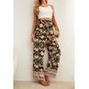 image:imageIWOLLENCE Women High Waist Palazzo Pants Adjustable Knot Ankle Wide Leg Trousers Pockets Beach Vacation Lounge Office45 Black Peony