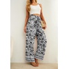 image:imageIWOLLENCE Women High Waist Palazzo Pants Adjustable Knot Ankle Wide Leg Trousers Pockets Beach Vacation Lounge Office46 Black Two Porcelain