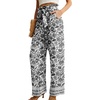 image:imageIWOLLENCE Women High Waist Palazzo Pants Adjustable Knot Ankle Wide Leg Trousers Pockets Beach Vacation Lounge Office46 Black Two Porcelain
