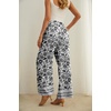 image:imageIWOLLENCE Women High Waist Palazzo Pants Adjustable Knot Ankle Wide Leg Trousers Pockets Beach Vacation Lounge Office46 Black Two Porcelain