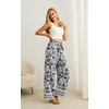 image:imageIWOLLENCE Women High Waist Palazzo Pants Adjustable Knot Ankle Wide Leg Trousers Pockets Beach Vacation Lounge Office46 Black Two Porcelain