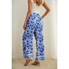 image:imageIWOLLENCE Women High Waist Palazzo Pants Adjustable Knot Ankle Wide Leg Trousers Pockets Beach Vacation Lounge Office47 Blue Porcelain