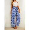 image:imageIWOLLENCE Women High Waist Palazzo Pants Adjustable Knot Ankle Wide Leg Trousers Pockets Beach Vacation Lounge Office47 Blue Porcelain