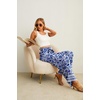 image:imageIWOLLENCE Women High Waist Palazzo Pants Adjustable Knot Ankle Wide Leg Trousers Pockets Beach Vacation Lounge Office47 Blue Porcelain