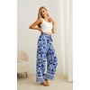 image:imageIWOLLENCE Women High Waist Palazzo Pants Adjustable Knot Ankle Wide Leg Trousers Pockets Beach Vacation Lounge Office47 Blue Porcelain