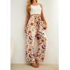 image:imageIWOLLENCE Women High Waist Palazzo Pants Adjustable Knot Ankle Wide Leg Trousers Pockets Beach Vacation Lounge Office49 Ac Orange Blue Bird