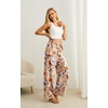 image:imageIWOLLENCE Women High Waist Palazzo Pants Adjustable Knot Ankle Wide Leg Trousers Pockets Beach Vacation Lounge Office49 Ac Orange Blue Bird