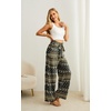 image:imageIWOLLENCE Women High Waist Palazzo Pants Adjustable Knot Ankle Wide Leg Trousers Pockets Beach Vacation Lounge Office50 Black Geo Line