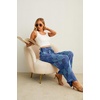 image:imageIWOLLENCE Women High Waist Palazzo Pants Adjustable Knot Ankle Wide Leg Trousers Pockets Beach Vacation Lounge Office51 Blue Purple Patch