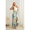 image:imageIWOLLENCE Women High Waist Palazzo Pants Adjustable Knot Ankle Wide Leg Trousers Pockets Beach Vacation Lounge Office52 Colorful Patchwork
